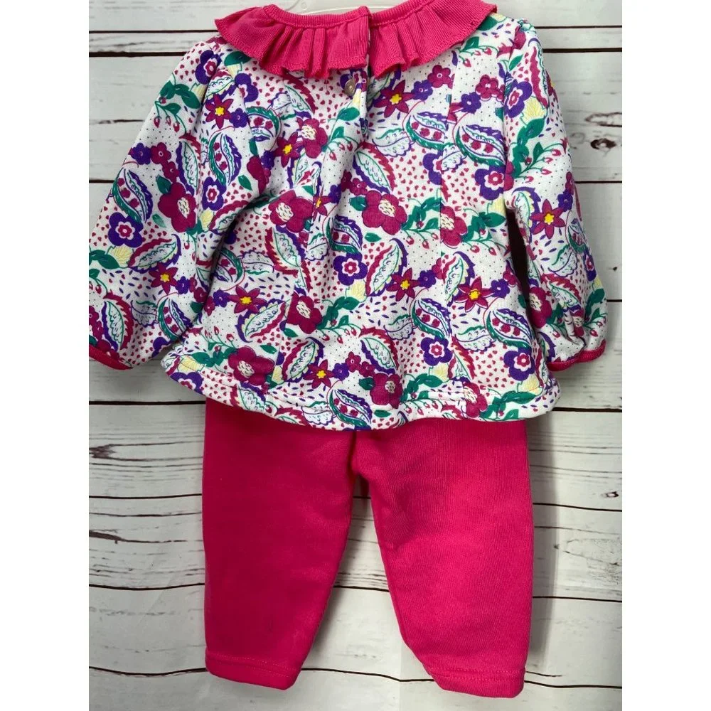 Celebrity Kids Vintage 90s Matching 2 piece Outfit Set sz 12 months PINK FLORAL‎